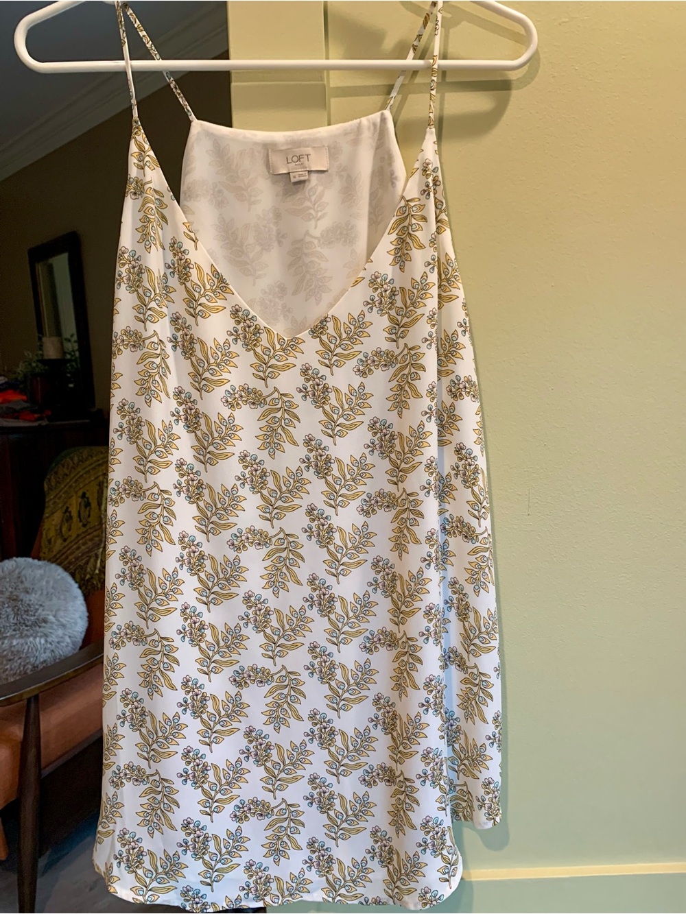 LOFT Outlet White Floral Lined XL Camisole